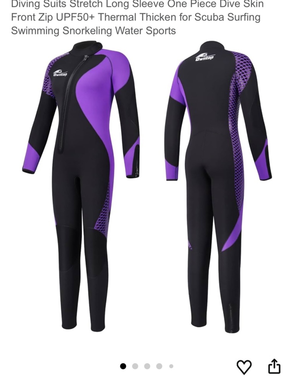 NWOT Owntop 5mm Neoprene Women’s Wetsuit – Small – Purple